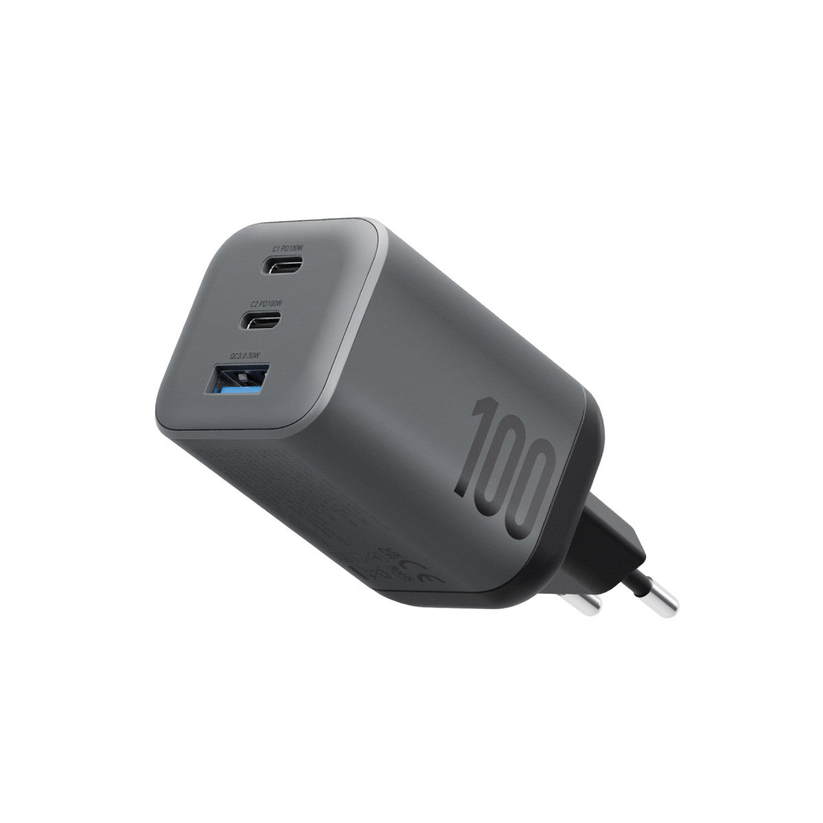 Energea AmpCharge Mini 100 2 Adet 100W Type-C ve 1 Adet 30W USB Çıkışlı PD PPS QC 3.0 GaN Hızlı Şarj Aleti